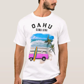 オアフ島カマアイナ ピンク ビンテージ バン ハワイ 住人 Tシャツ