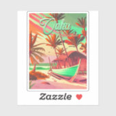 オアフ島ハワイの熱帯サンセットヤシの木1960s シール (シート)