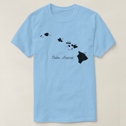オアフ島ハワイ州 ハワイアンアイランド Tシャツ (デザイン正面)