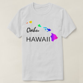 オアフ島 – ハワイ諸島ネオンレインボー Tシャツ