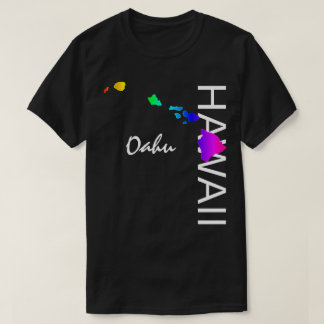 オアフ島 – ハワイ諸島ネオンレインボー Tシャツ