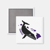 オアフ島 – パープルハワイ諸島ハンバック マグネット (正面/裏面)