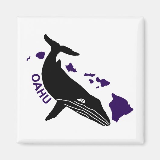 オアフ島 – パープルハワイ諸島ハンバック マグネット (正面)