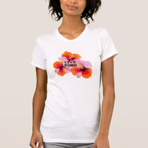 オアフ島・マウイ島のピンクオレンジハイビスカスの花 Tシャツ