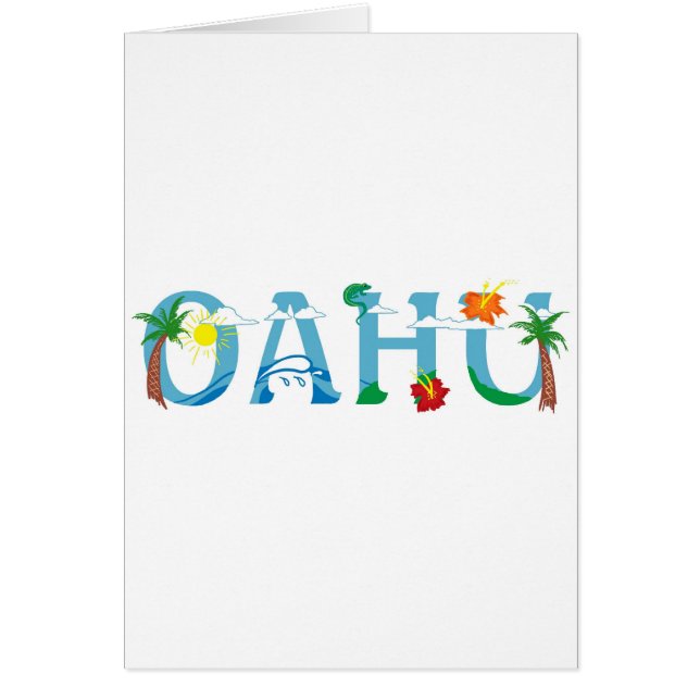 オアフ芸術的ハワイ語アートグリーティングカード (正面)