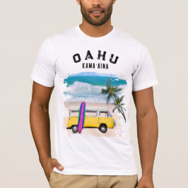 オアフ・カマアイナ・イエロー・ビンテージ・バン・サーフボード Tシャツ