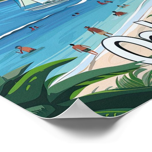 オアフ・ハワイ旅行ポスターアートプリントポスター ポスター (角)