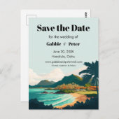 オアフ・ハワイ結婚式の日付を保存 ポストカード (正面/裏面)