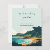 オアフ ハワイ ビーチ 山々 海 パームツリー 招待状 (裏面)