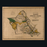 オアフ， 1881年，ハワイのヴィンテージの地図 ポスター<br><div class="desc">ヴィンテージ19世紀のハワイアン諸島の地図。高解像度画像は、汚れや涙を一掃するために編集されている。大きいフレームまたは小さいサイズのフレームに適している。</div>