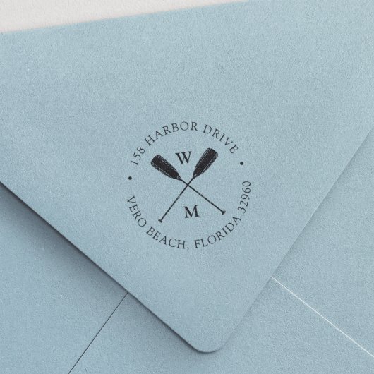 オアールズ航海のカップルモノグラム差出人住所 セルフインキングスタンプ