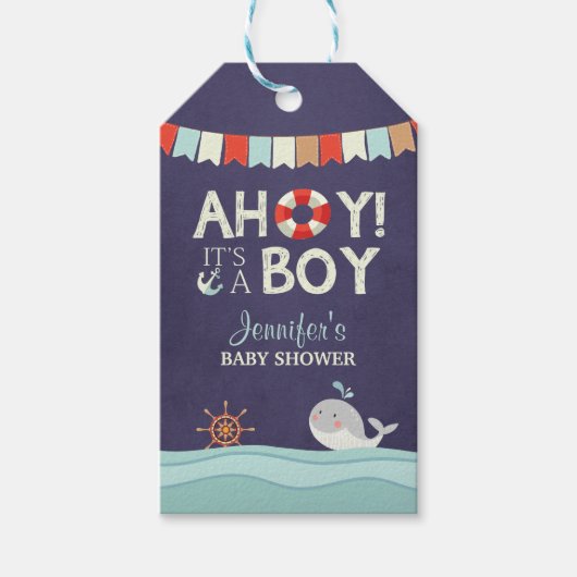 オイそれは男の子メッセージカード航海の海鯨 ギフトタグ (正面)