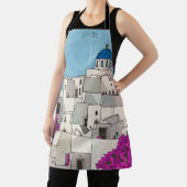 オイアラサントリーニアイランドギリシャお洒落イラストレーション エプロン (インサイチュ)