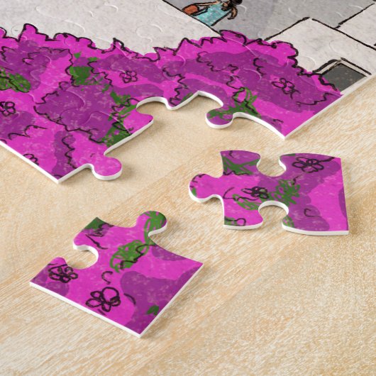 オイアラサントリーニアイランドギリシャお洒落イラストレーション ジグソーパズル (側面)