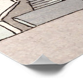 オイアラサントリーニアイランドギリシャお洒落イラストレーション ポスター (角)