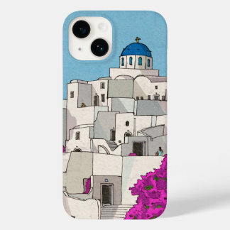 オイアラサントリーニアイランドギリシャお洒落イラストレーション Case-Mate iPhone 14ケース