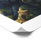 オイア、サントリーニ。ギリシャ。油絵。 ポスター (角)