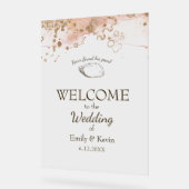 オイスターエレガントシェルビーチ結婚式へようこそ アクリルサイン (傾斜)