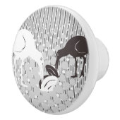 オイスターキャッチャーのシルエット – 引き出しノブ セラミックノブ (右)