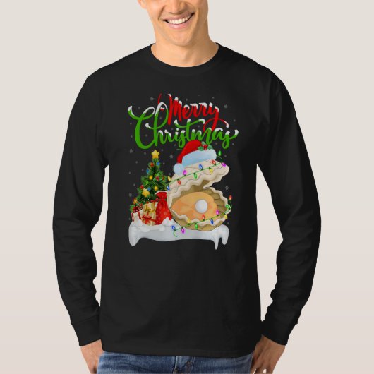 オイスタークリスマスデコレーションSanta Oysterクリスマス Tシャツ (正面)