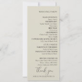 オイスターシェル結婚式 プログラム (裏面)