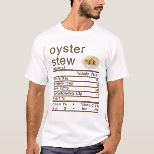 オイスターシチュー栄養ファクトのラベル感謝祭Chr Tシャツ (正面)