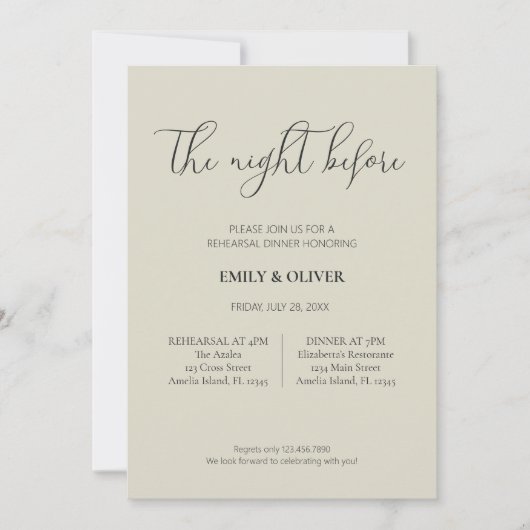 オイスターシ結婚ェルのリハーサル招待状 招待状 (正面)