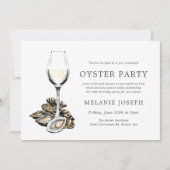 オイスターパールをテーマにした誕生日 | ピーチストライプズ 招待状 (正面)