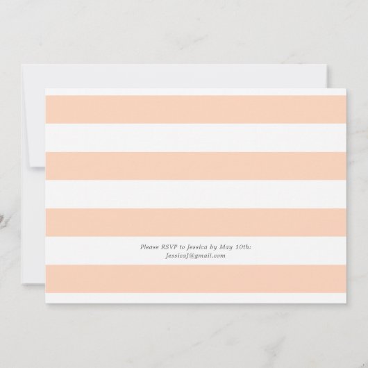 オイスターパールをテーマにした誕生日 | ピーチストライプズ 招待状 (裏面)