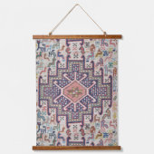 オイスターピンカナトリアンパターントルコのキリムラグ 吊り下げ型タペストリー (正面)