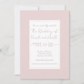 オイスターピンクとゴールドのモダン ミニマル ウェディング 招待状 (正面)
