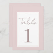 オイスターピンクとモダン金ゴールド結婚のテーブル番号 招待状 (正面/裏面)