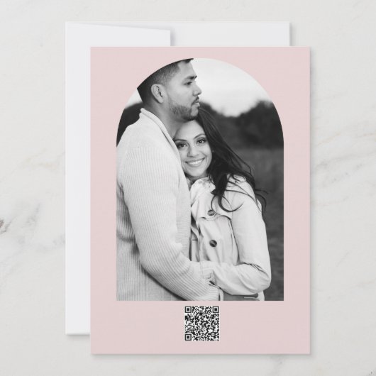 オイスターピンクモダン結婚ミニマル金ゴールドさん 招待状 (裏面)