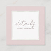 オイスターピンク&モダン金ゴールドミニマルズ結婚詳細 スクエア名刺 (正面)
