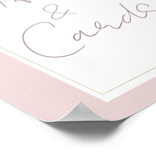オイスターピンク&金ゴールドモダンウェディングギフトカードサイン ポスター (角)
