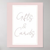 オイスターピンク&金ゴールドモダンウェディングギフトカードサイン ポスター (正面)