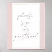 オイスターピンク&金ゴールドモダンズ結婚ゲストブックサイン ポスター (正面)