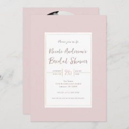 オイスターピンク&金ゴールドモダンミニマルブライダルシャワー 招待状