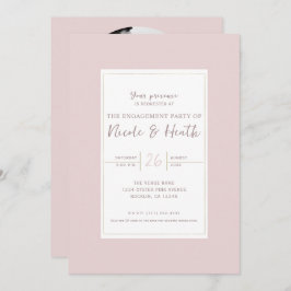 オイスターピンク&金ゴールドモダンミニマル婚約 招待状