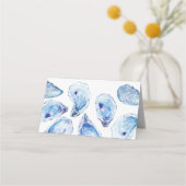 オイスターブルーウォーターカラービーチ結婚式 空白の プレイスカード (裏面)