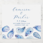 オイスターブルーウォーターカラー結婚式の引き出物 スパークリングワインラベル (シングルラベル)