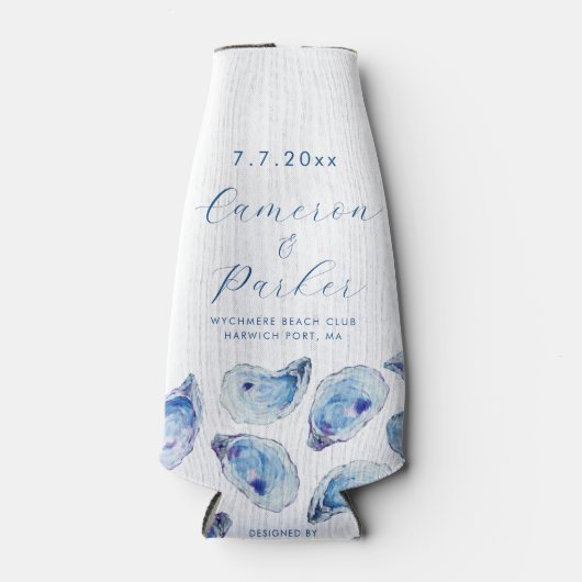 オイスターブルーウォーターカラー結婚式の引き出物 ボトルクーラー (正面)