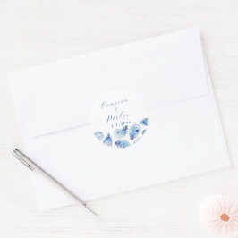 オイスターブルーウォーター結婚カラー封筒用シール ラウンドシール