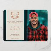 オイスターモノグラム+ローレル卒業発表 箔招待状 (正面)