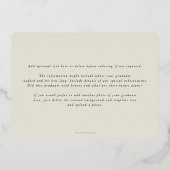 オイスターモノグラム+ローレル卒業発表 箔招待状 (裏面)