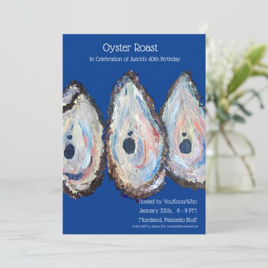 オイスターローストをテーマにした誕生日パーティーの招待状 招待状 (スタンド正面)