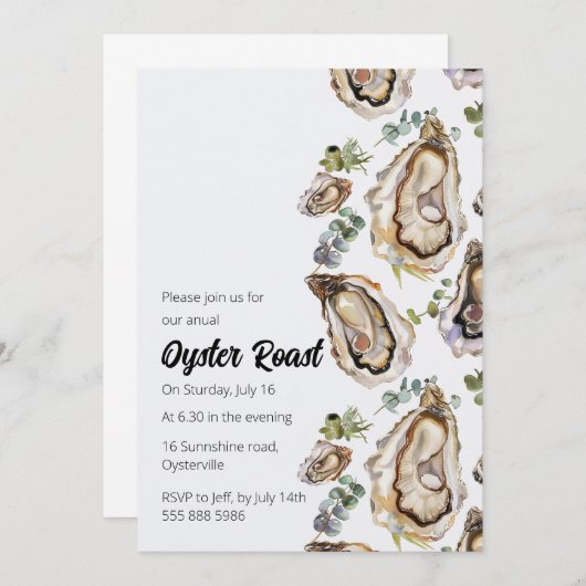 オイスターローストウォーターカラーの招待状 セーブザデート (正面/裏面)
