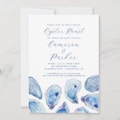 オイスターローストカジュアル婚約パーティ水彩 招待状 (正面)