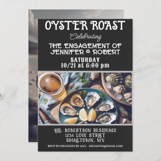 オイスターローストカップルシャワー招待状 招待状 (正面/裏面)