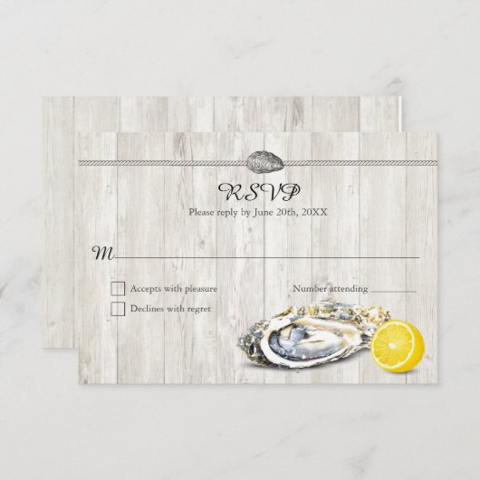 オイスターローストシーフード航海のパーティーRSVP返信 出欠カード (正面/裏面)